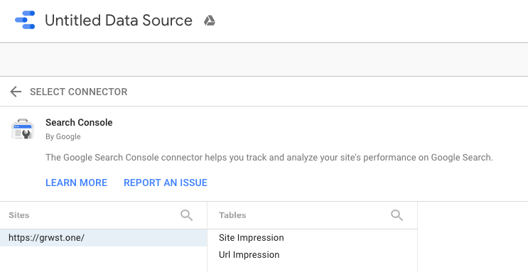 google data studio google search console connector example